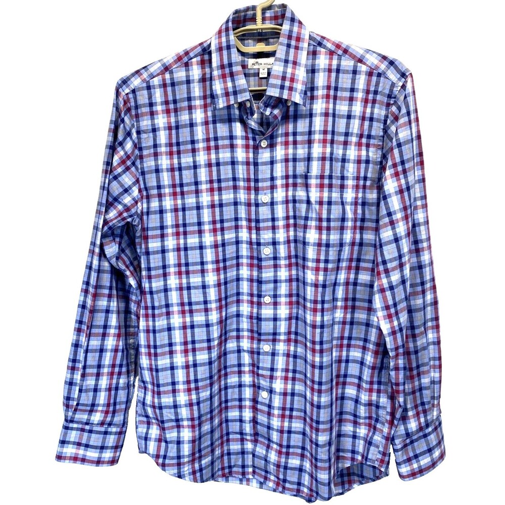 Peter Millar Men's Dress Shirt Size Medium Long Sleeve Button Down Cotton 100308